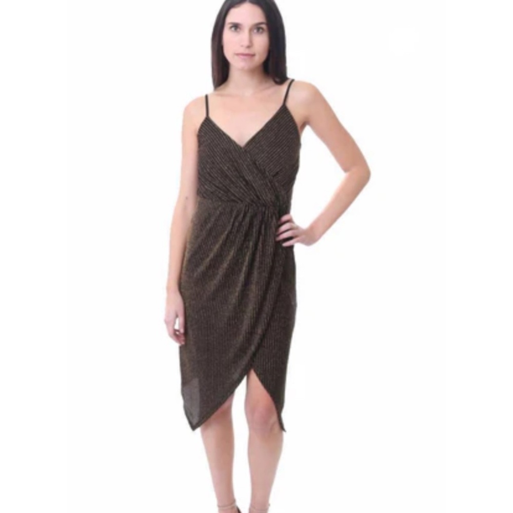 Veronica M Black Gold Sparkly Dress Wedding Guest Rush Casino Cocktail - Sz S